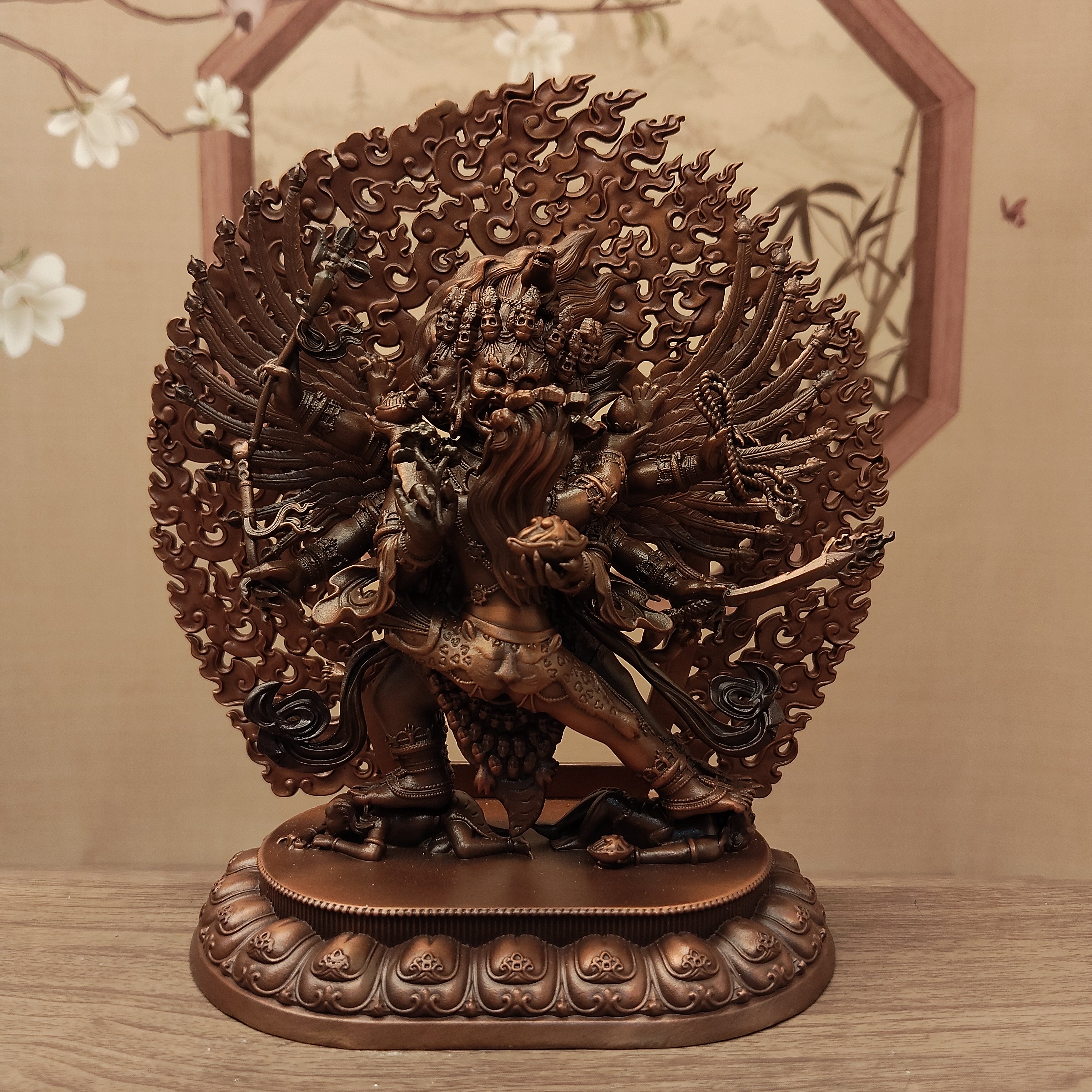 藏传密宗红铜做旧15公分马头明王佛像家居摆件佛堂寺庙供桌面摆件