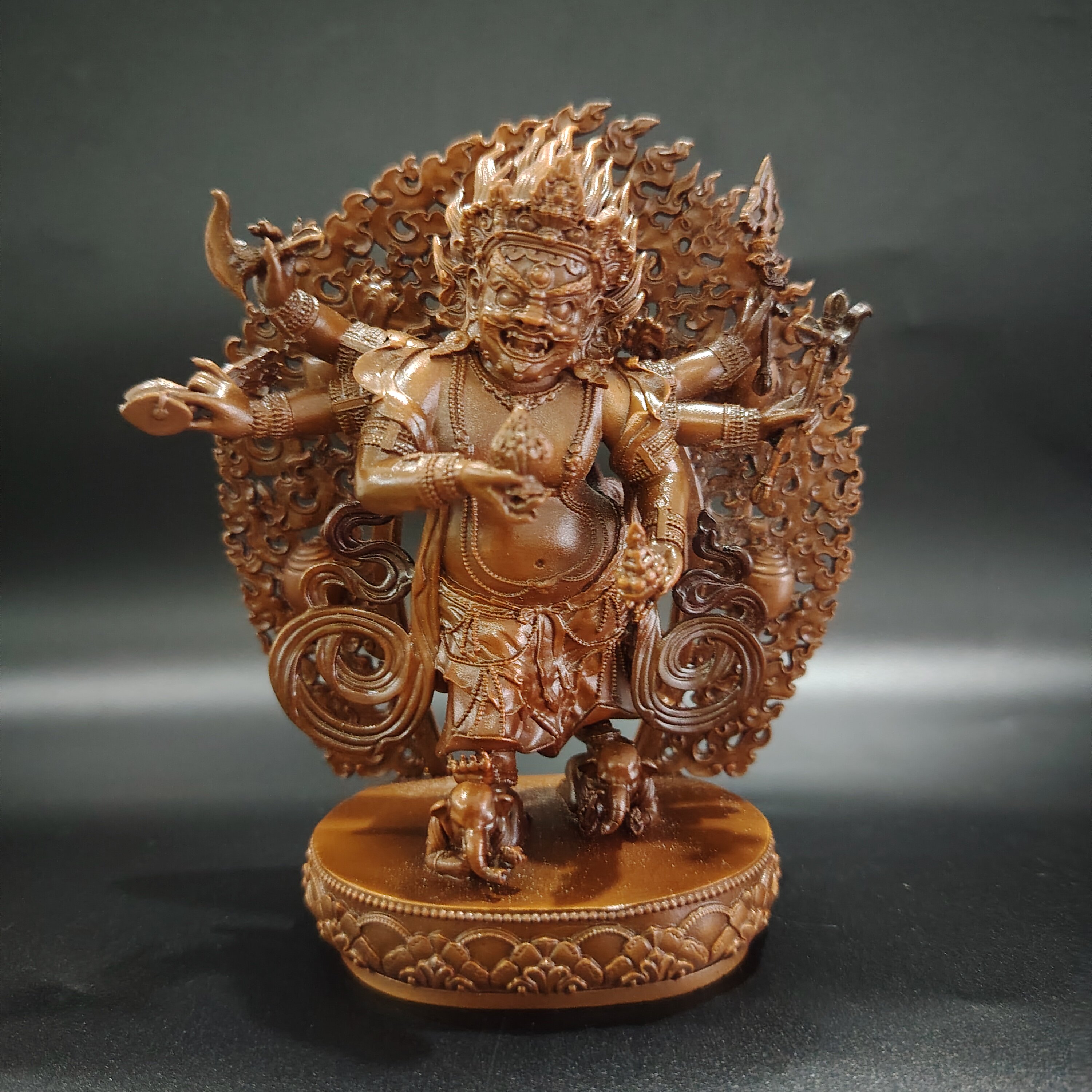 藏传密宗纯紫铜白枯主六臂玛哈嘎拉佛像护法造像随身家居供奉摆件