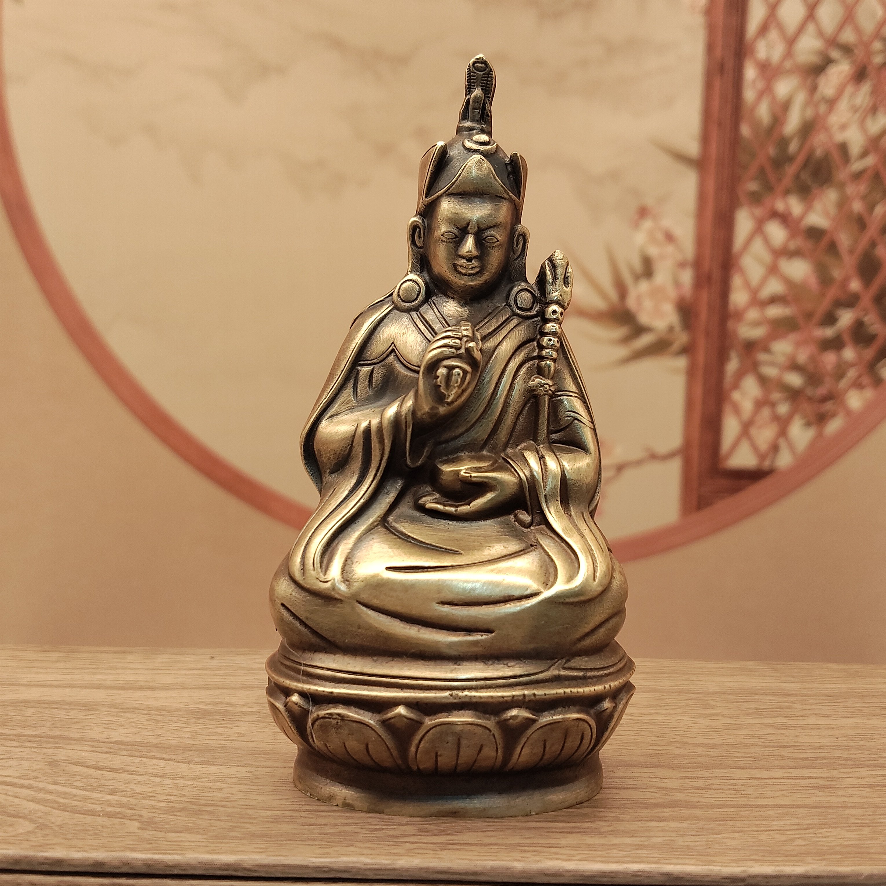 黄铜伏藏莲师10公分大乐莲师佛像家居摆件佛堂寺庙供桌面装饰品