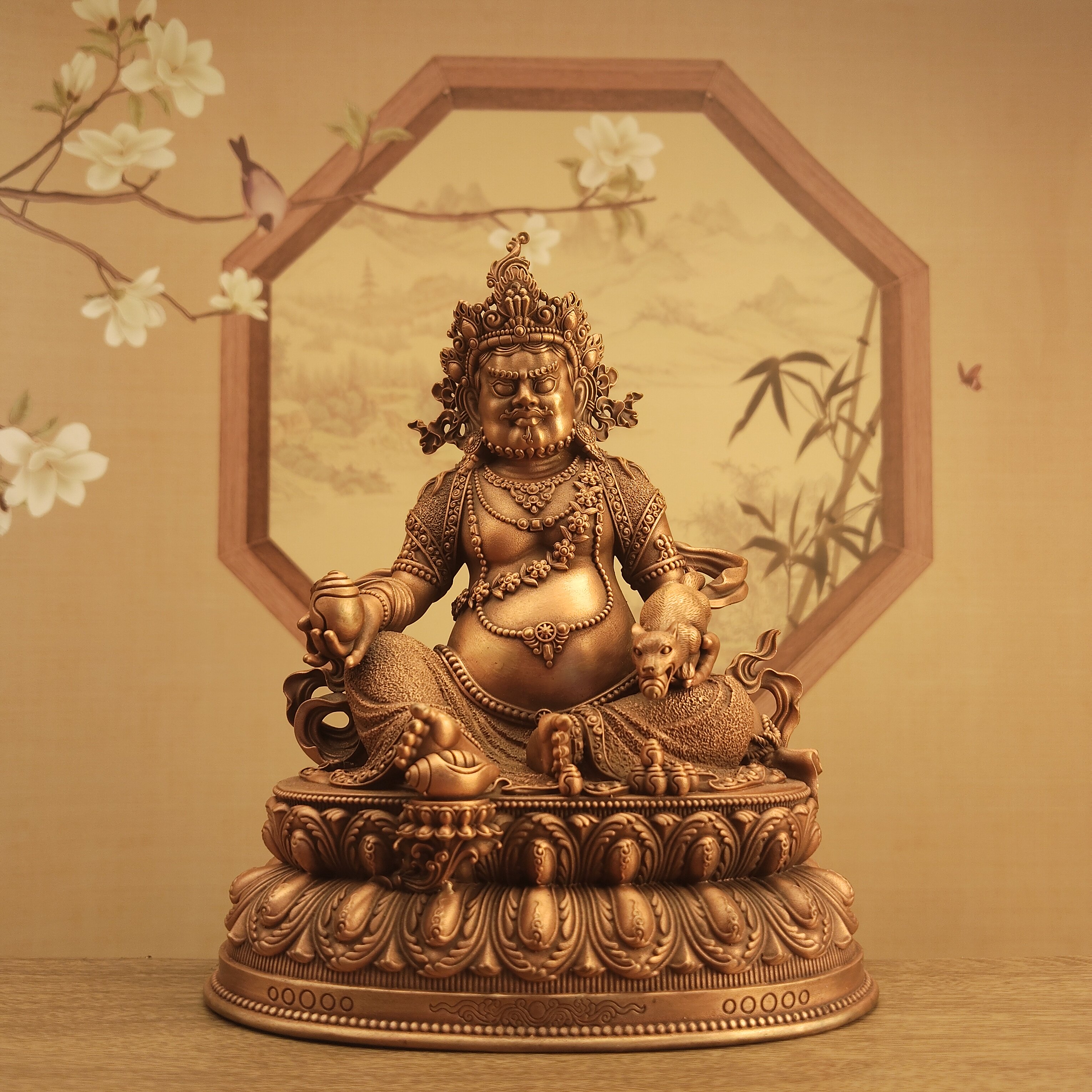 铜做旧10厘米黄财神佛像藏传密宗三寸随身小铜像佛堂寺庙供奉供具
