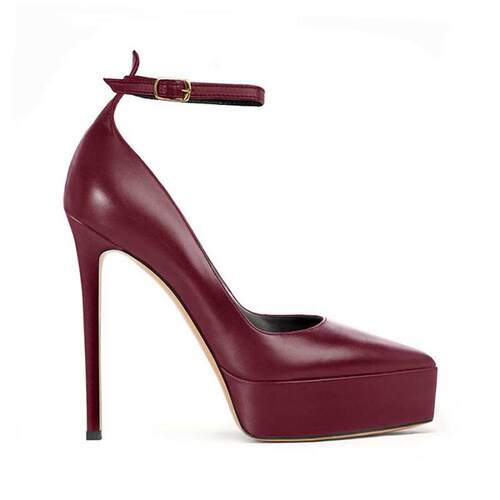 新款 欧美水台时装单鞋尖头细跟搭扣女鞋走秀high heels pumps