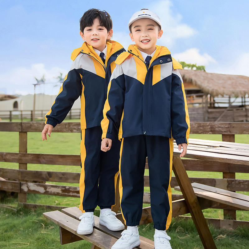 小学生校服冲锋衣三件套冬季儿童运动班服秋冬款幼儿园园服学院风