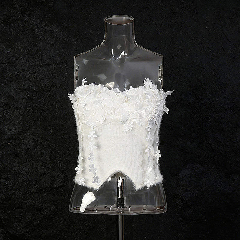 法式浪漫风短款抹胸2026早春高级感立体花朵装饰修身背心背心吊带,女装/女士精品,背心吊带,淘宝优惠券,粉丝福利购,淘宝优惠卷