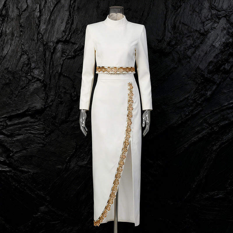 新款套装女装冬 2025亮片重工高领修身长袖上衣+高腰开叉半身裙潮,女装/女士精品,时尚套装,淘宝优惠券,粉丝福利购,淘宝优惠卷