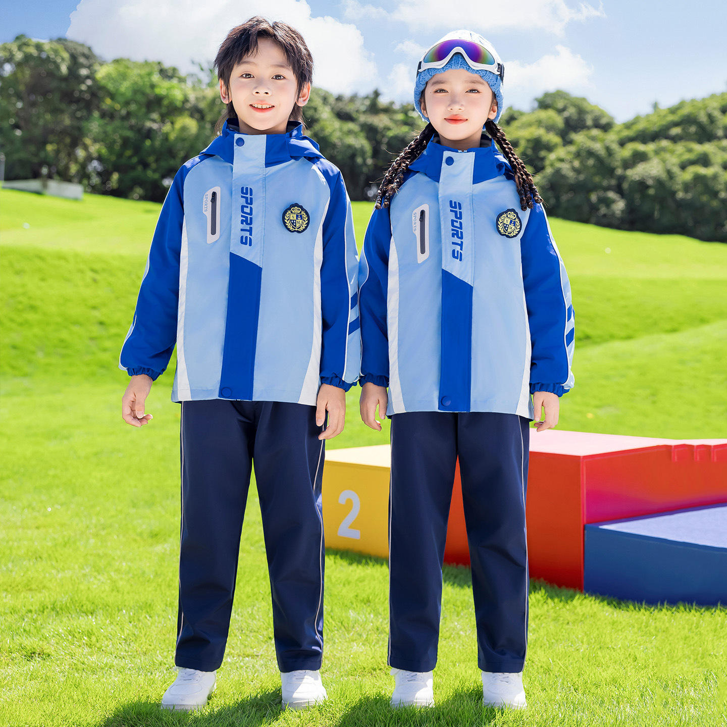 新款 2025儿童冬季冲锋衣校服三件套幼儿园园服小学生运动会班服