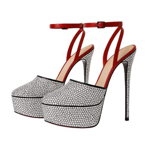 新款欧美水台时装单鞋圆头水台细跟搭扣女鞋走秀high heels pumps
