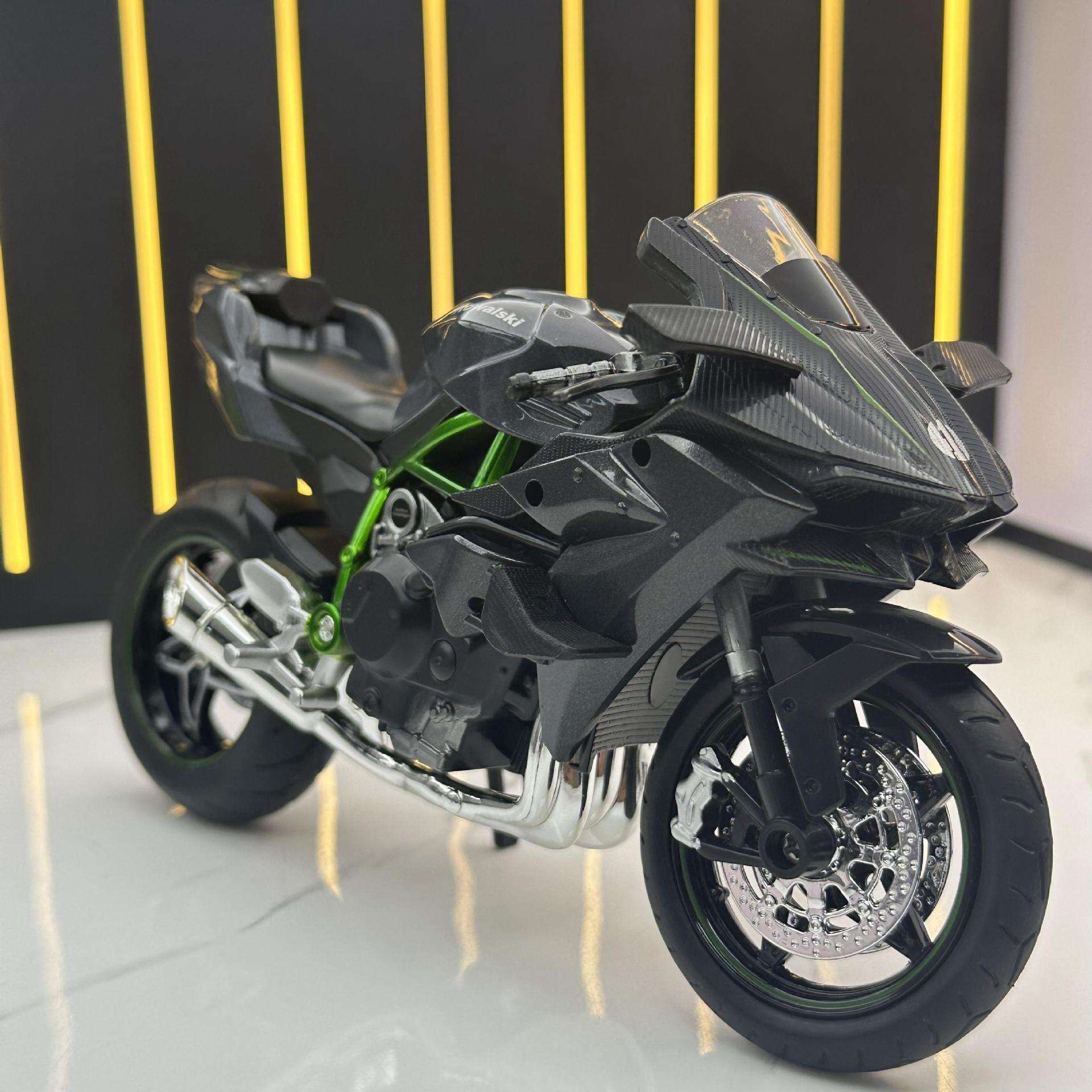 新款合金1:12 川崎忍者H2R车模男孩玩具摩托车带声光模型摆件藏品