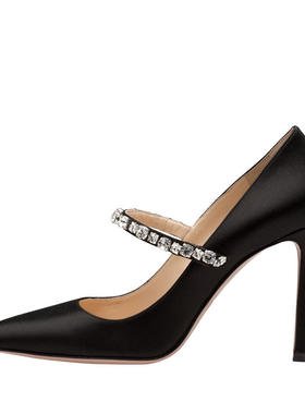 欧美女士黑色尖头超高跟水钻搭扣单鞋晚宴鞋成都时装女鞋跨境货源