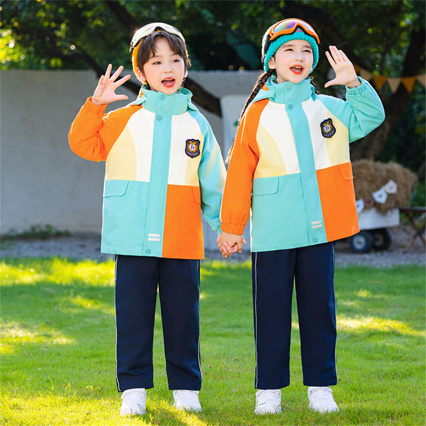 小学生校服春秋款儿童冲锋衣加厚套装秋冬季运动会班服幼儿园园服