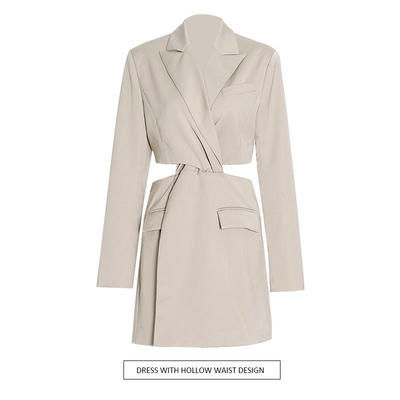 2025秋季时尚气质设计感镂空露腰扭结收腰显瘦短款连衣裙TDR26751