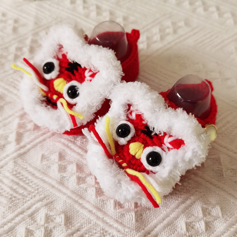 宝宝满月百日鞋老虎头鞋子钩针毛线diy孕妇材料包森妈手工diy