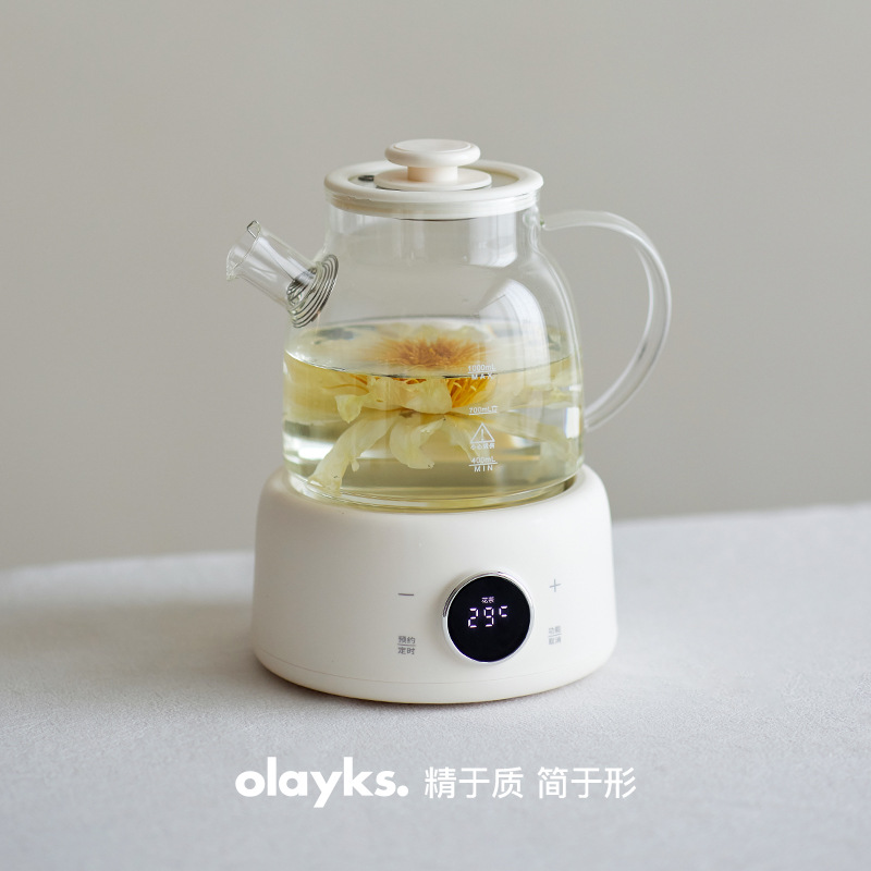olayks立时水灵全玻璃养生壶家用多功能办公室小型纯玻璃煮茶烧水