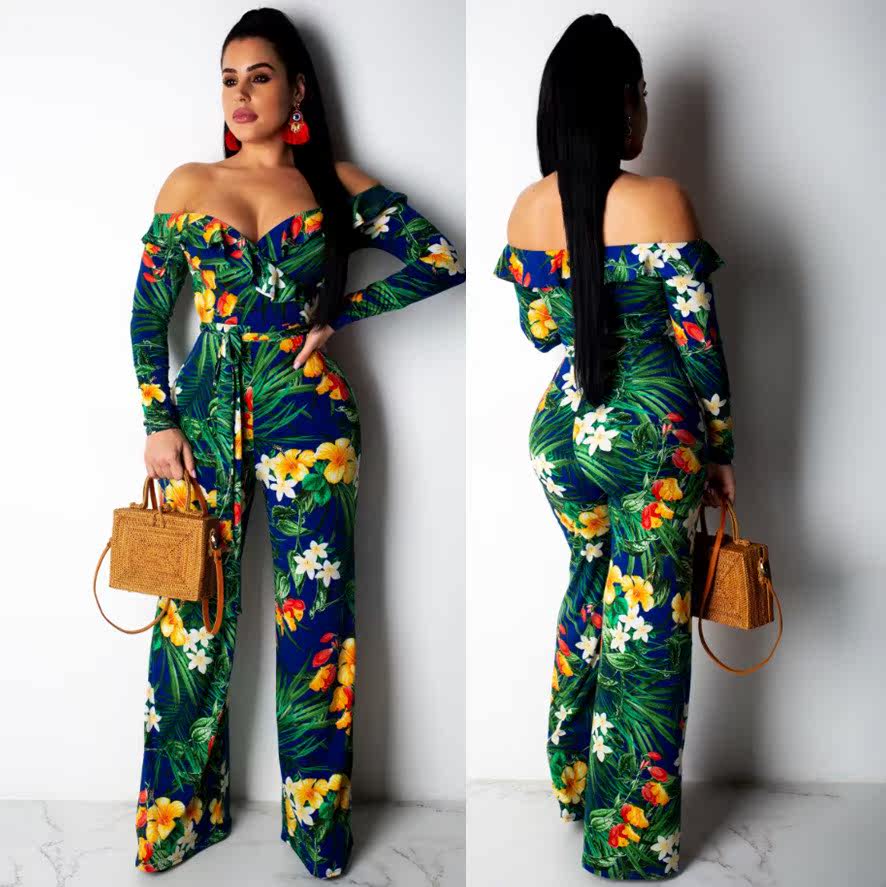 2019 summer new sexy off shoulder printing women jumpsuit|msdalam kategori Butik wanita / wanita, seluar, seluar santai - dari Buy2taobao.com untuk memberikan perkhidmatan ejen Taobao profesional membeli