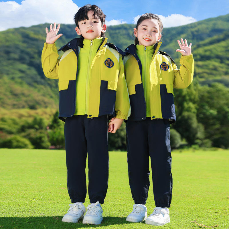 新款 春秋中小学生校服班服幼儿园园服秋冬冲锋衣三件套
