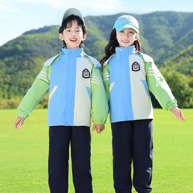 小学生校服冲锋衣三件套秋冬季班服短袖套装运动会幼儿园园服夏装