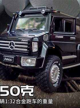 新豪迪1:28乌尼莫克U5000 SUV越野车合金开门声光模型玩具
