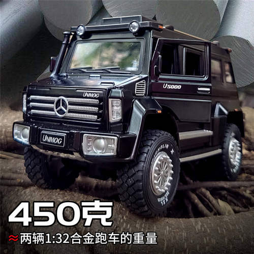 新豪迪1:28乌尼莫克U5000 SUV越野车合金开门声光模型玩具