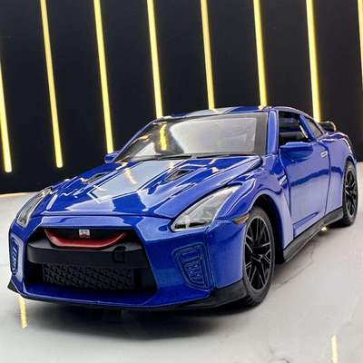 新款威丽合金车模1比32日产GTR跑车带声光玩具车音乐模型摆件