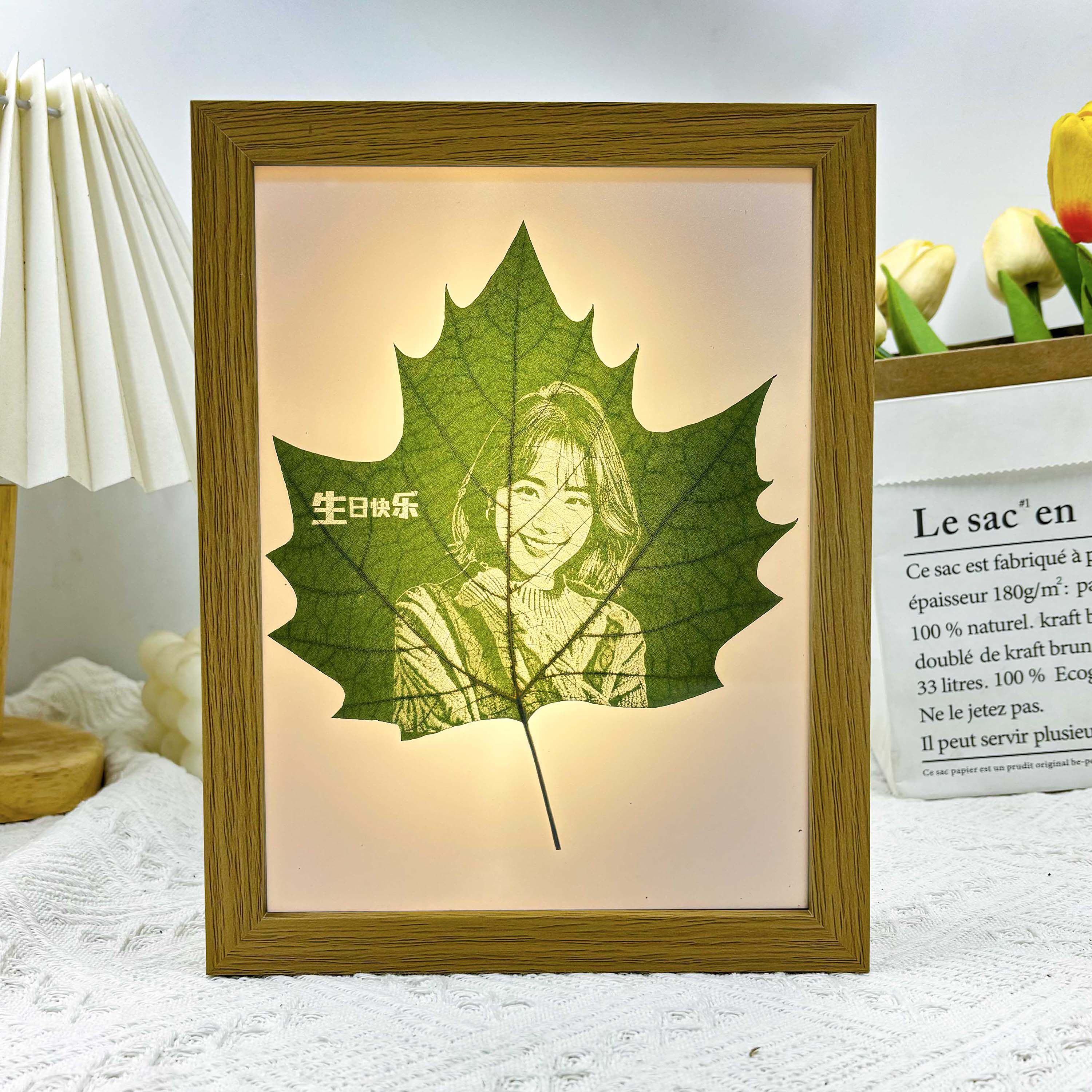 树叶雕刻照片定制真人相片创意树叶雕生日礼物纪念礼品送男女朋友