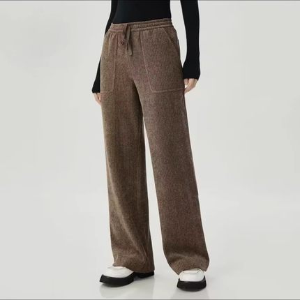 A家女装专柜正品2023松紧腰系带雪尼尔休闲裤5100386-4238443-001