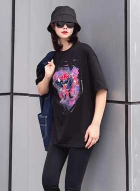 哥家专柜正品2024夏季款黑色印花宽松短袖T恤1300865-42140CF-001