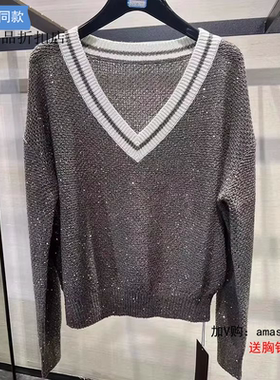 A家女装专柜正品2023V领镂空宽松针织衫长袖5399587-1t37633-005