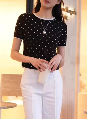 [商场同款]2025夏新款百搭圆领波点短袖T恤1399645-1T34621-035