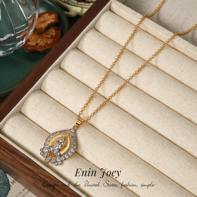 高级锆石拉丝镀金设计感轻奢项链