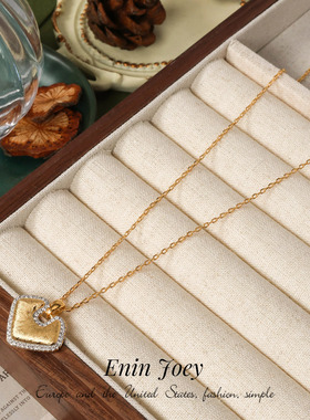 高级锆石拉丝镀金锁芯轻奢项链女