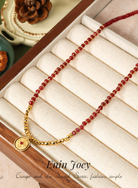 6.14高品质 玉髓玛瑙/S925吊坠/厚镀K金/铜合金 红色串珠项链女