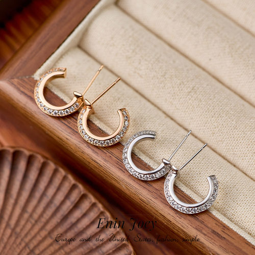 6.17高品质 高版/高级锆石/黄铜厚镀真金 钉子轻奢耳环