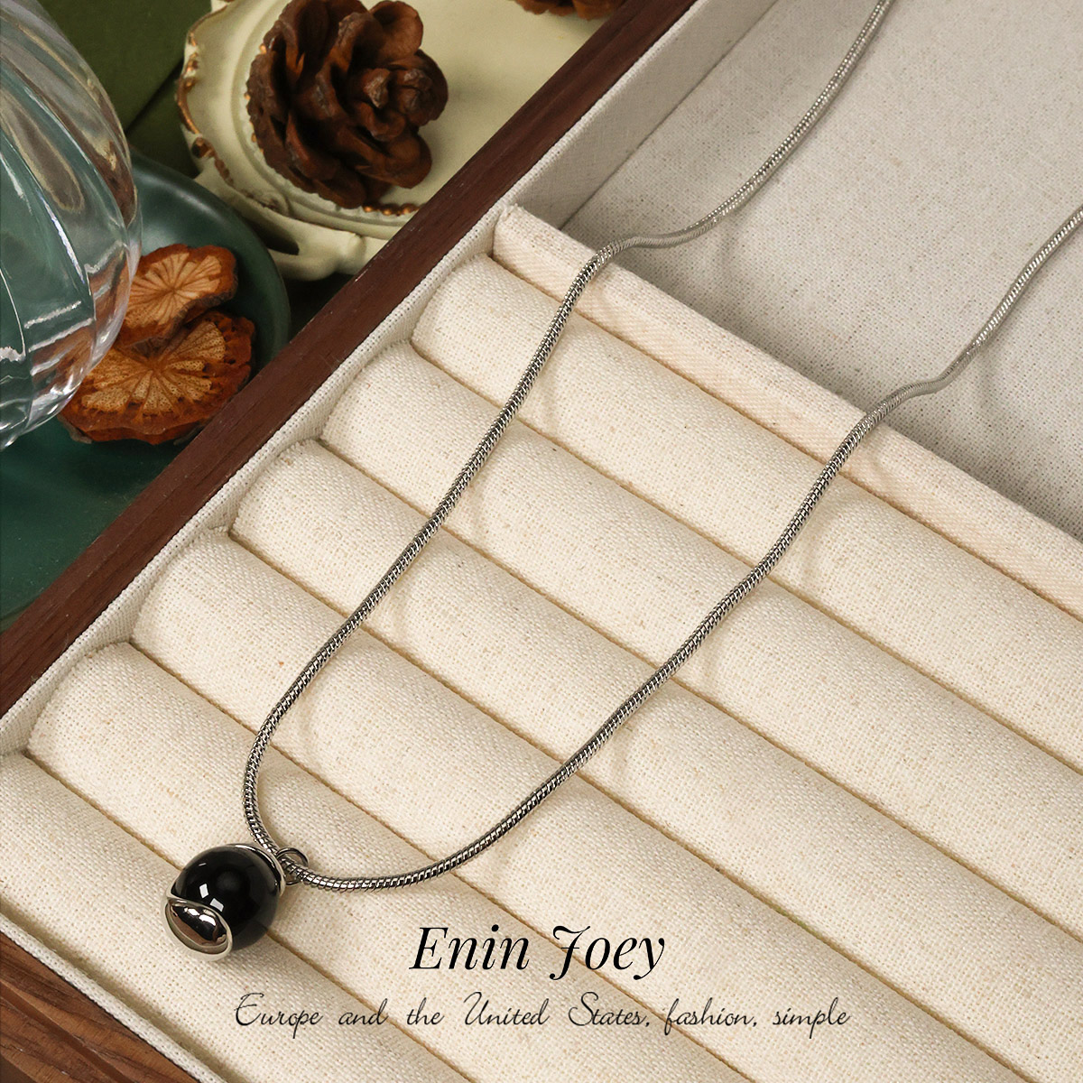 黑玛瑙镀金ins设计高级中长项链