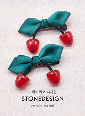 儿童可爱红色樱桃发夹发圈女童甜美刘海碎发侧边夹子新年发饰发绳