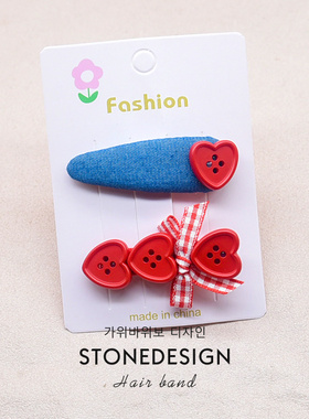 韩国儿童红色新年蝴蝶结发夹女童可爱爱心碎发BB夹宝宝侧边刘海夹