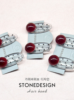 女童可爱椭圆波点红色珠子发夹女孩前额侧边刘海夹碎发发卡鸭嘴夹