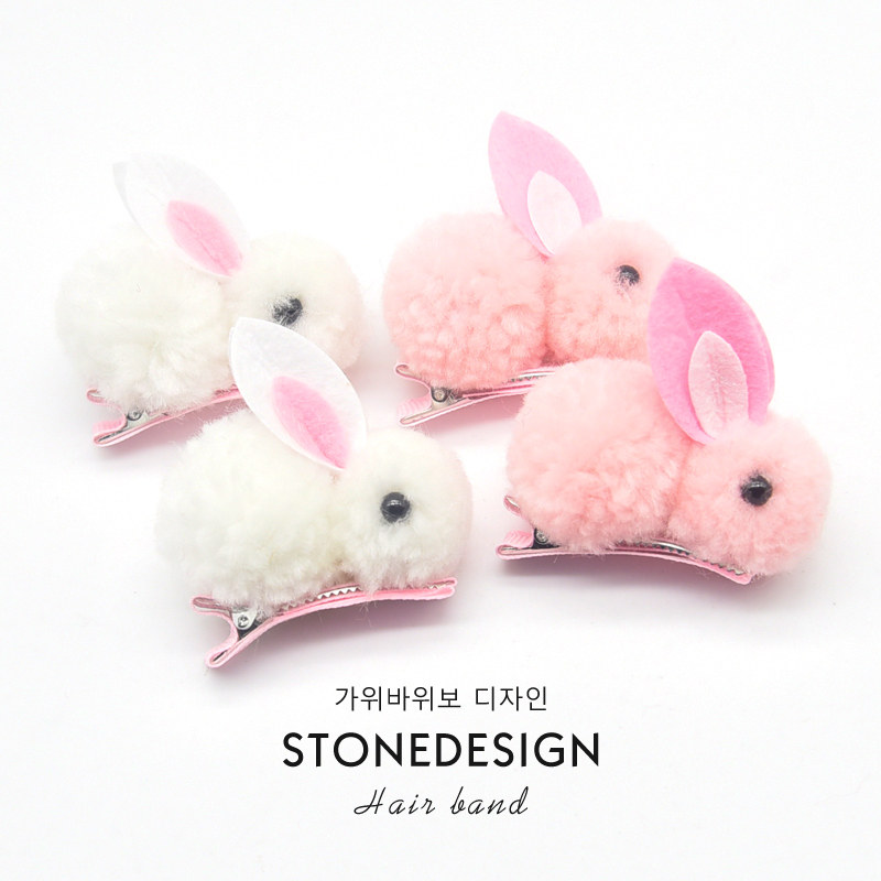 儿童发夹发饰宝宝可爱萌萌哒立体兔子小女孩刘海边夹女童头饰发卡