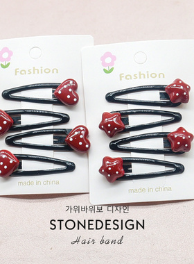 儿童刘海碎发BB夹小女孩可爱红色波点前额侧边夹女童发夹发卡发饰