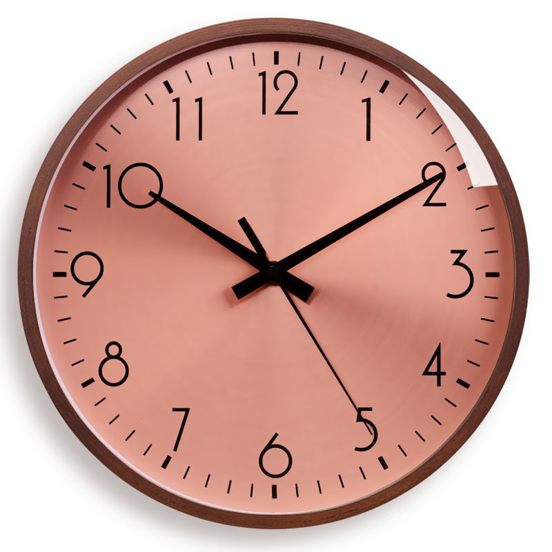 北欧实木挂钟简约现代轻奢玫瑰金挂墙壁钟静音家用个性圆石英钟i.
