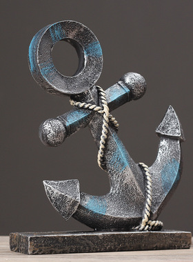 复古树脂船锚模型创意家居咖啡厅