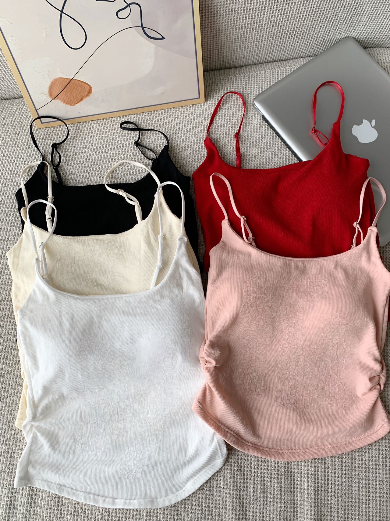 辣妹设计感褶皱吊带背心吊带百搭