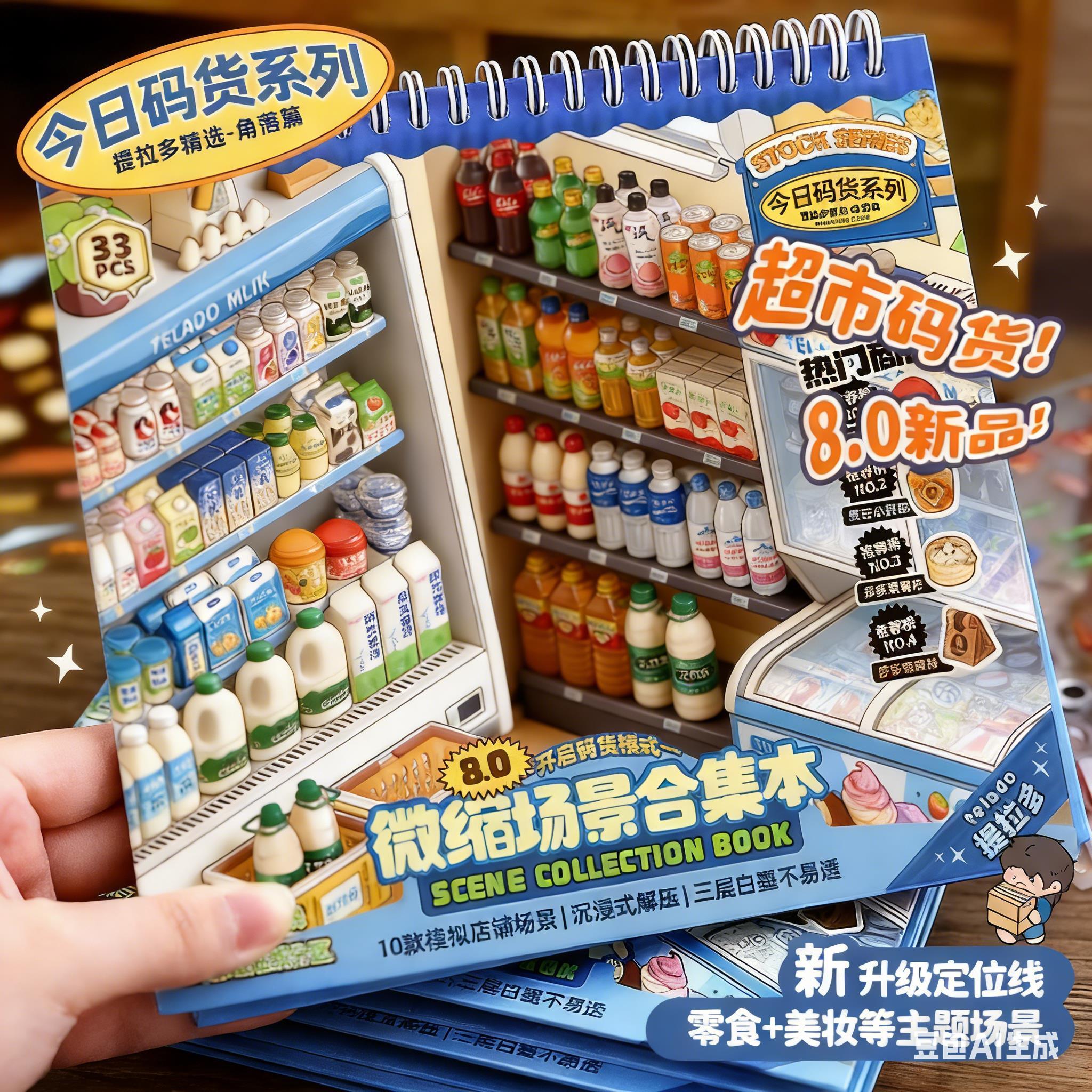 微缩场景合集本8.0造景贴纸手账贴纸场景小超市卡通小屋女孩儿童