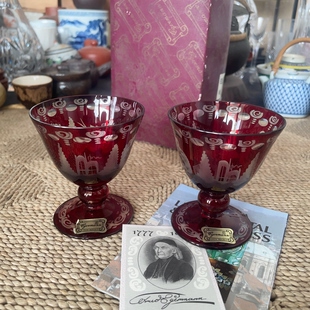 日本回流 捷克斯洛伐克制 Egermann 波西米亚 玻璃高脚杯  1-363