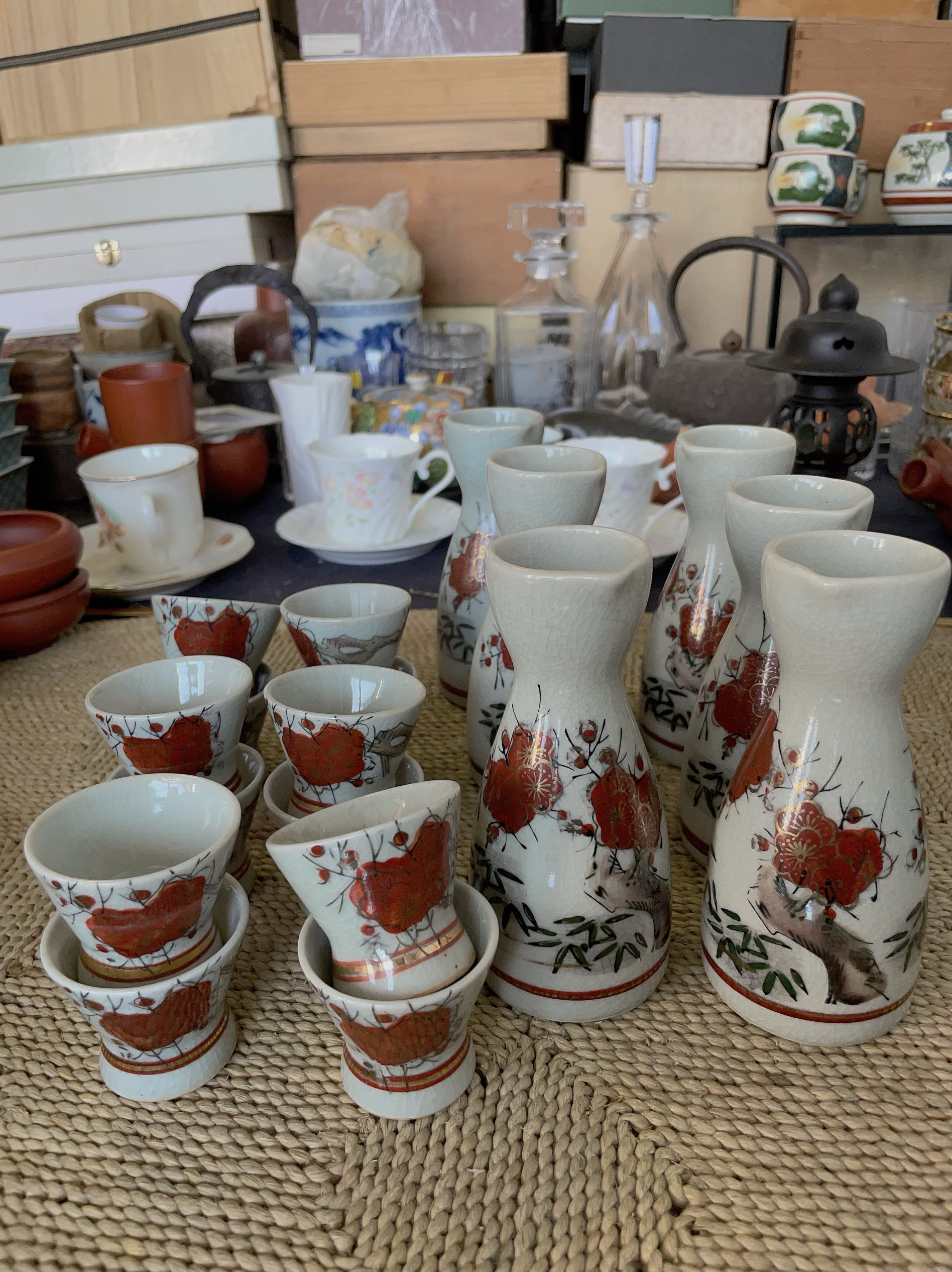 日本制 九谷烧 酒具 酒壶 德利 酒杯 2-322