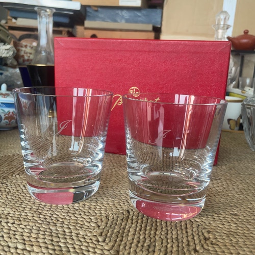 日本回流 法国 Baccarat 巴卡拉 水晶杯 一对 中古品 2-503