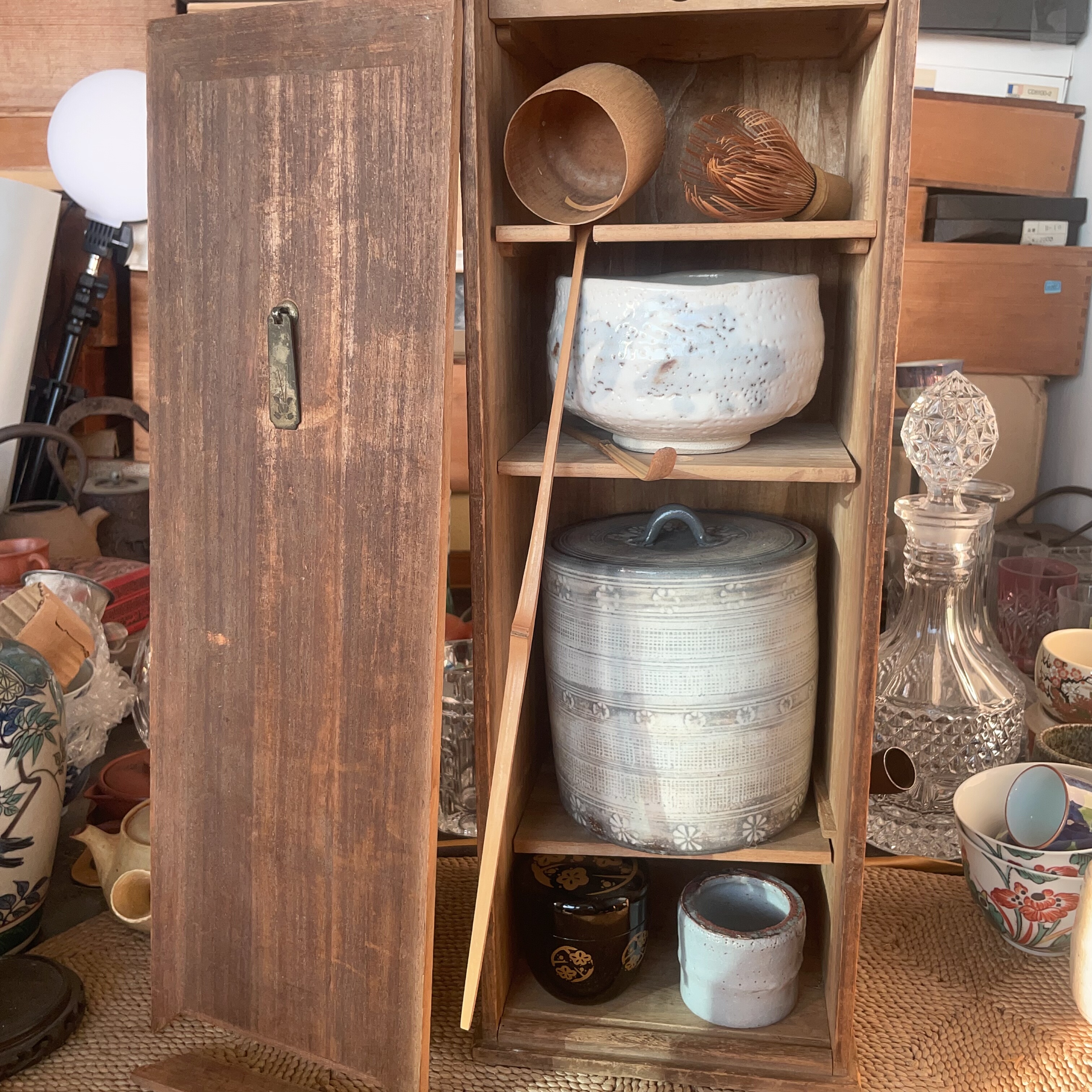 日本制 整套 茶道具 水指 志野烧 抹茶碗 盖置 高颜值 1-369