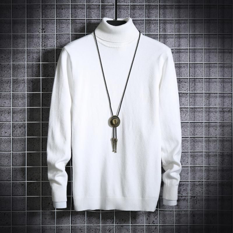 2122秋冬新款男士高领纯色套头毛衣男休闲韩版修身针织打底衫