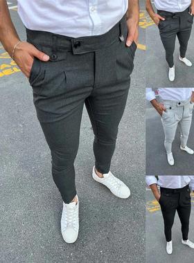 Men Suit Pants Formal Trousers Pantalone Hombre Stretch Slim