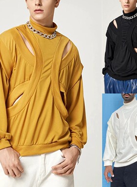 Long sleeve T-shirt loose hoodie for men 长袖T恤男士宽松卫衣