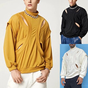 Long sleeve T-shirt loose hoodie for men 长袖T恤男士宽松卫衣