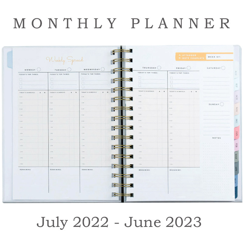 Agenda July 2023 to June 2024 A5 Monthly Planner Agenda Note